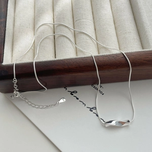 Elegant S925 sterling silver geometric pendant necklace with snake chain and lobster clasp