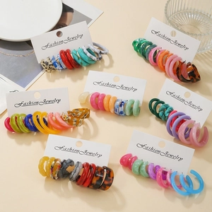 Boucles D'oreilles Créoles En C Acrylique Résine Motif Marbre Écaille De Tortue Bijoux Vintage Colorés Pour Femmes Tige En Acier Inoxydable
