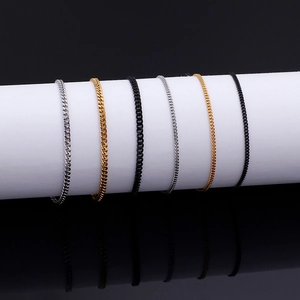 Minimalist Cuban Chain Necklace Stainless Steel Anti Allergic Polished Geometric Clavicle Jewelry For Women Men