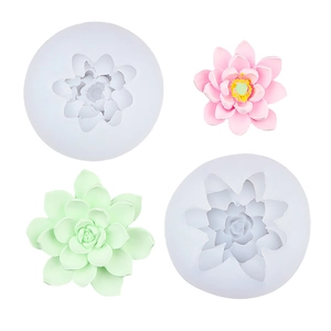 3D Lotus and succulent silicone mold for chocolate, wax candles, and DIY resin crafts