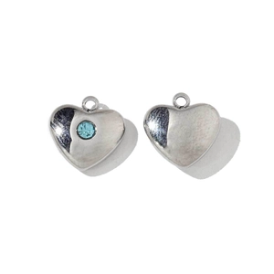 Irregular heart wing stainless steel pendant set with light blue rhinestone for DIY jewelry