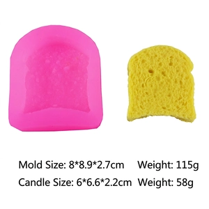 Detailed view of pink silicone toast mold with dimensions for DIY wax candle making