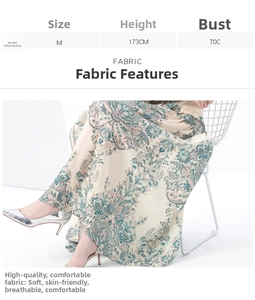 Detail of vintage floral print maxi dress featuring soft, breathable fabric texture