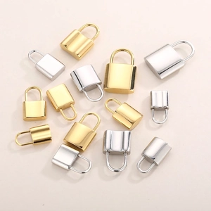 Stainless Steel Lock Pendant For DIY Jewelry Making Polished Gold Silver Small Padlock Charms For Necklace Making Accessories