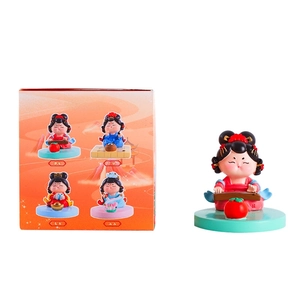 Chinese Tang Dynasty girl figurine playing lute with decorative gift box packaging