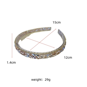 Detailed view of crystal headband dimensions showing 15cm width and 29g weight info