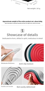 Flexible silicone heat resistant mats with size markings and anti-slip texture details