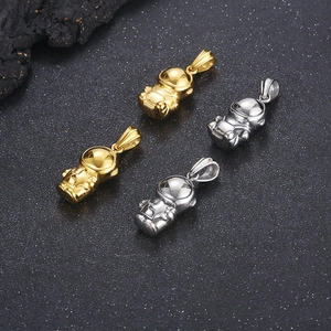 Hip hop style gold and silver astronaut pendants made of polished stainless steel