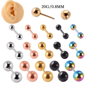 20G Boucles d'Oreilles Clous à Bille en Acier Inoxydable pour Femmes Hommes Bijoux de Piercing Cartilage Minimalistes Or Argent