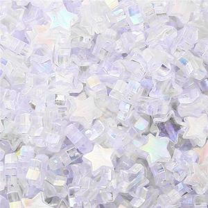 Macro shot of transparent AB star beads with iridescent finish for DIY handmade jewelry