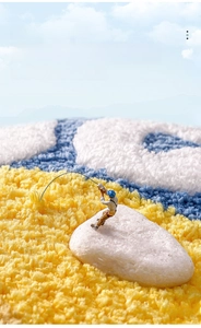 Detail of high-density knitted flocking rug showing strong fiber texture and durability