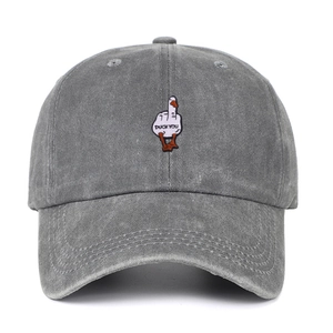 Unisex Gewassen Distressed Polyester Honkbalpet Vintage Retro Streetwear Zonnehoed Met Grappige Ganzen Borduursel Duck You