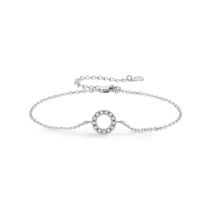 Bracelet élégant en argent s925 avec pendentif cercle rond serti de moissanite couleur D éclatant