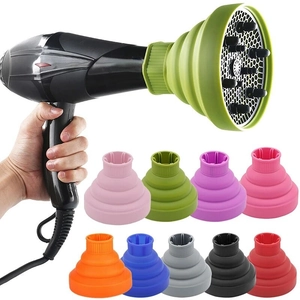 Universal silicone hairdryer diffuser showing ten color options for styling curly hair