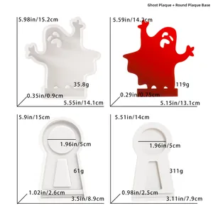 Geister- und Fledermaus-Silikonform-Set für Halloween-Kerzenhalter mit Größenangaben