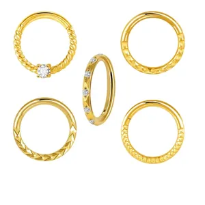 Stainless Steel Nose Ring Clicker Heart Engraved Zircon Inlaid Septum Piercing Jewelry For Women And Men Helix Hoop