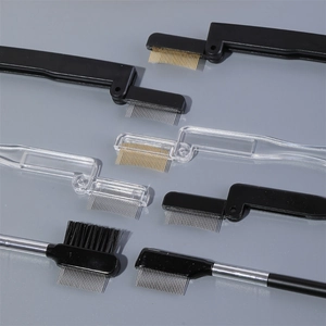 Peigne à cils pliable en métal et ensemble de brosses à sourcils avec manches noirs et clairs