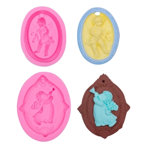 Stampo in silicone con angelo a rilievo per decorazione torte e artigianato fai da te