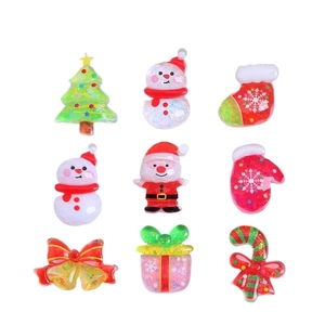 Set of 9 resin Christmas DIY accessories including snowmen and colorful holiday charms