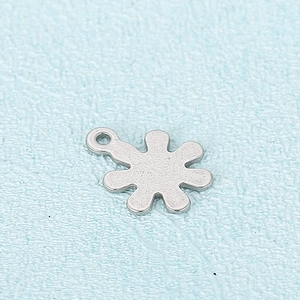 Minimalist silver flower gear pendant for DIY stainless steel jewelry making projects