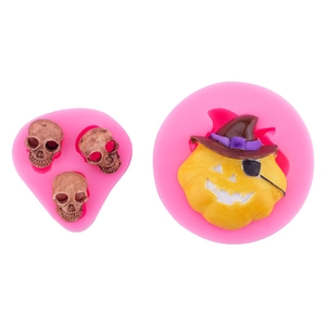 3D Halloween pumpkin and skull silicone molds for baking and cake decorating