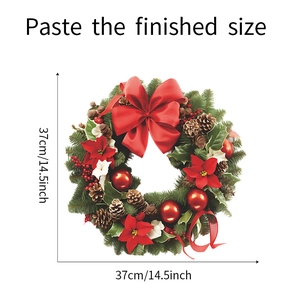 Dimensions d'une couronne de Noël de 37cm avec nœud rouge et pommes de pin