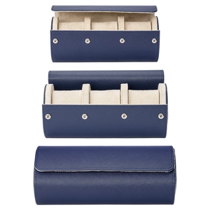 Custodia da Viaggio Rotolo Porta Orologi in Pelle PU Di Lusso Scatola Portaoggetti per Orologi a Tre Slot Organizzatore di Gioielli
