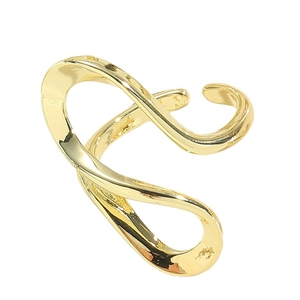 Minimalist gold plated twist open ring with a polished metallic mirror finish for women