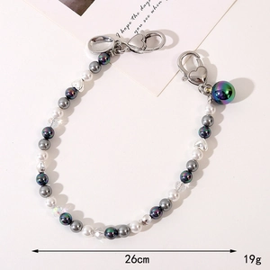 Chic 26cm candy color acrylic beaded hand chain with iridescent beads and pearl accents