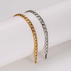 8mm waterproof gold and silver stainless steel Cuban link anklets for men and women