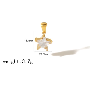 Pendentif étoile doré avec zircon, taille 13,8mm x 12,3mm, poids de 3,7g