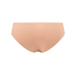 Women's cotton ribbed low-waist briefs in nude pink featuring breathable knit fabric