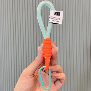 Blau-orange geflochtener Netz-Schlüsselanhänger mit D-Ring-Clip für Taschen