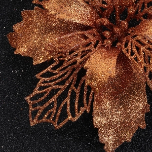 Sparkling bronze artificial poinsettia flower for luxury Christmas tree decoration