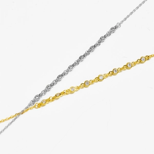 Minimalist S925 silver waist bracelet with sparkling zircons in gold and silver finish