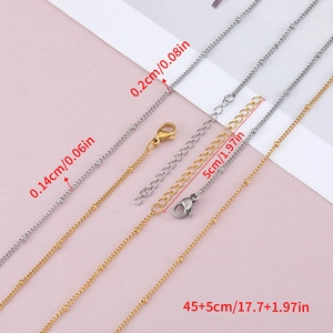 Polished gold and silver stainless steel bead chains with lobster clasps and extenders