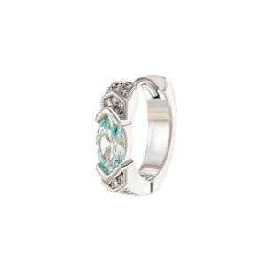 Boucles d'oreilles en argent avec zircon bleu clair marquise et petits diamants
