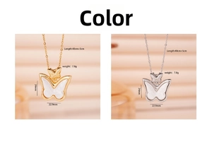Detailed size specifications for the 18K gold plated double butterfly pendant necklace