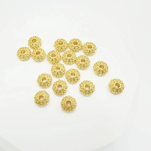 Perles d'Espacement en Alliage Motif Fleur de Lotus et Soleil Plaquées Or 18K Accessoires de Bijoux DIY pour Colliers