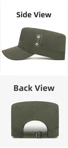 Detail view of cotton camo cadet cap showing side metal eyelets and adjustable buckle back