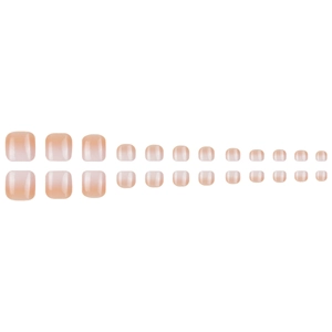 24-piece gradient nude pink press-on toe nails with glossy finish for a natural look