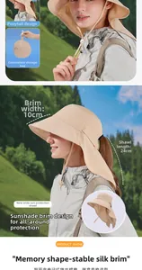 Details beige Sonnenhut mit 10 cm breiter Krempe und 24 cm Nackenschutzschal