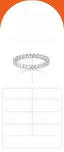 Detailed view of S925 sterling silver eternity ring with 2.0mm moissanite stones
