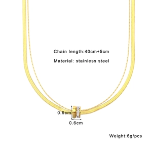 Detailed specifications of the double-layer gold stainless steel necklace with dimensions