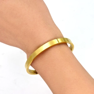 Oval Bangle Stainless Steel 18K Gold Plated Minimalist Hinged Bracelet Polished Fashion Jewelry For Women