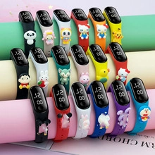 Various digital cartoon wristbands with colorful silicone straps featuring cute 3D character charms