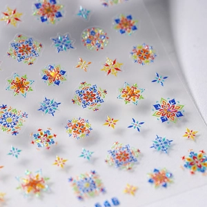 Autocollants nail art mandala holographiques avec finition laser métallique chic