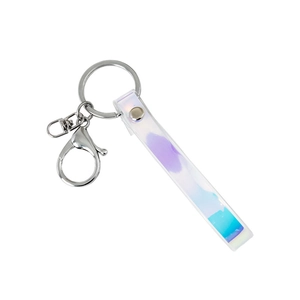 Iridescent PVC laser keychain with silver lobster clasp and gradient lanyard strap