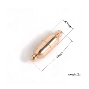 Rose gold magnetic capsule clasp for bracelets and necklaces, 19mm length and 5.7mm width
