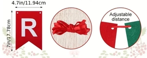 Detail of red Christmas banner with adjustable distance and size 4.7x7 inch